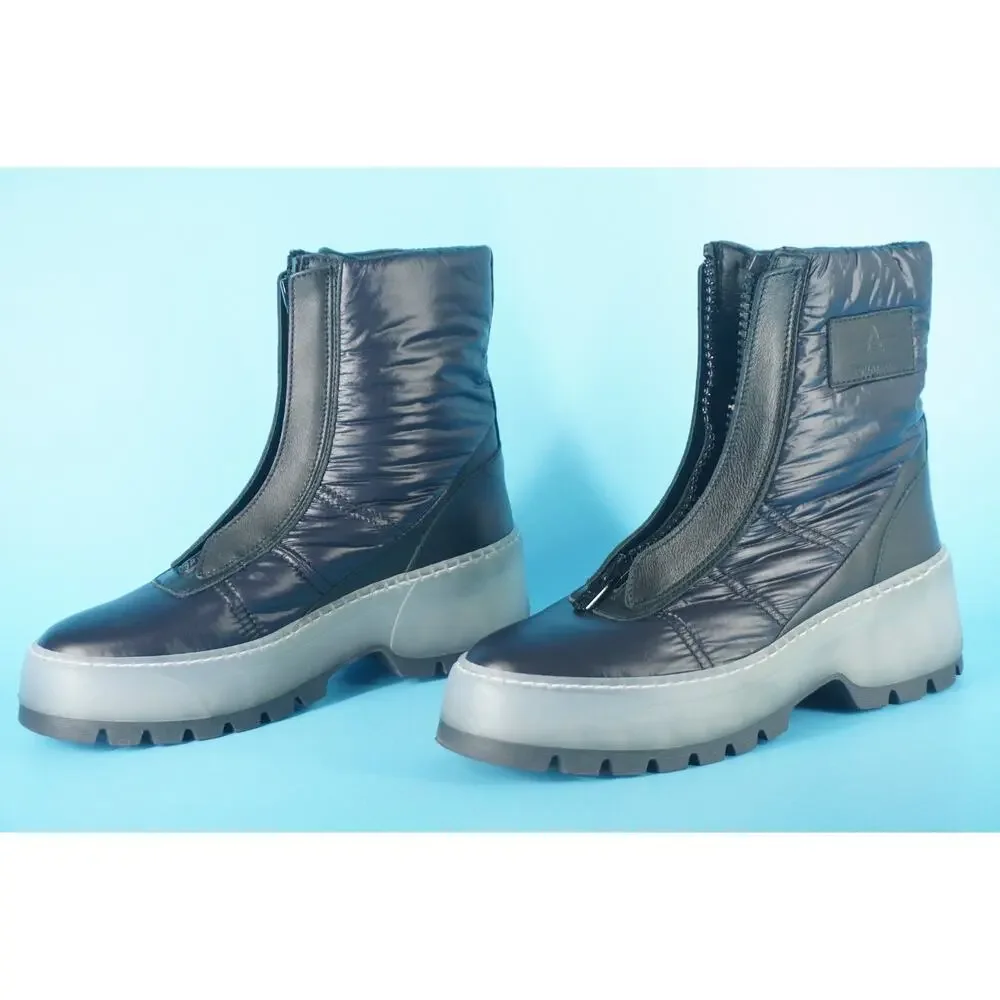 Aquatalia Amii Leather Nylon Zip Ankle Boots SZ 7 NIB $550 Platform Rain Snow